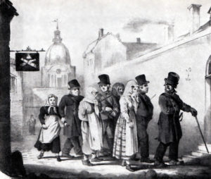 Prostituerade kvinnor grips av polisbetjänter s.k. paltar och förs till spinnhuset för straffarbete 1807. Spinnhuset var i funktion långt in på 1800-talet.